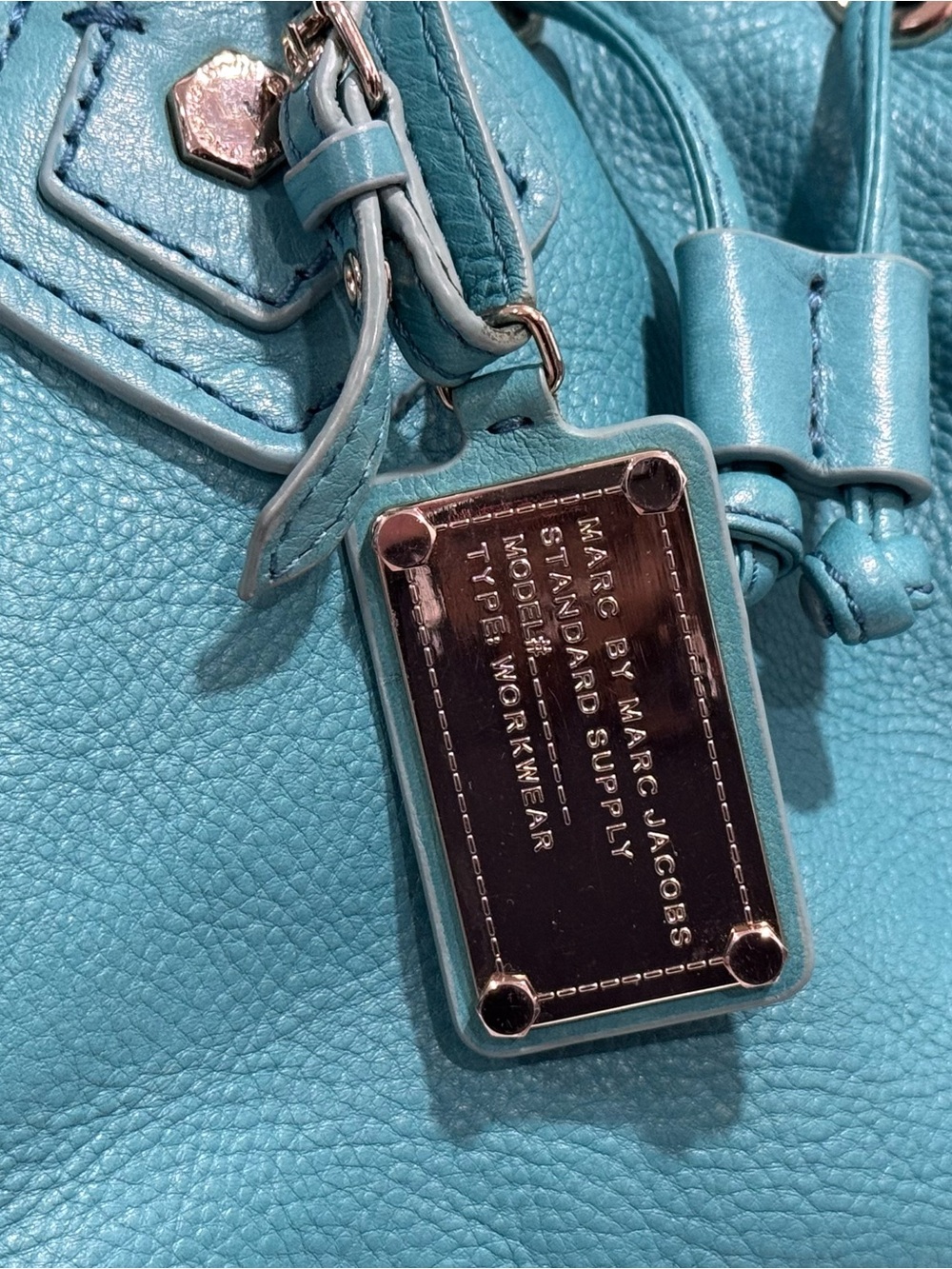 Marc by Marc Jacobs Classic Q Drawstring Leather Hobo Satchel Purse – Teal - Picture 6 of 16